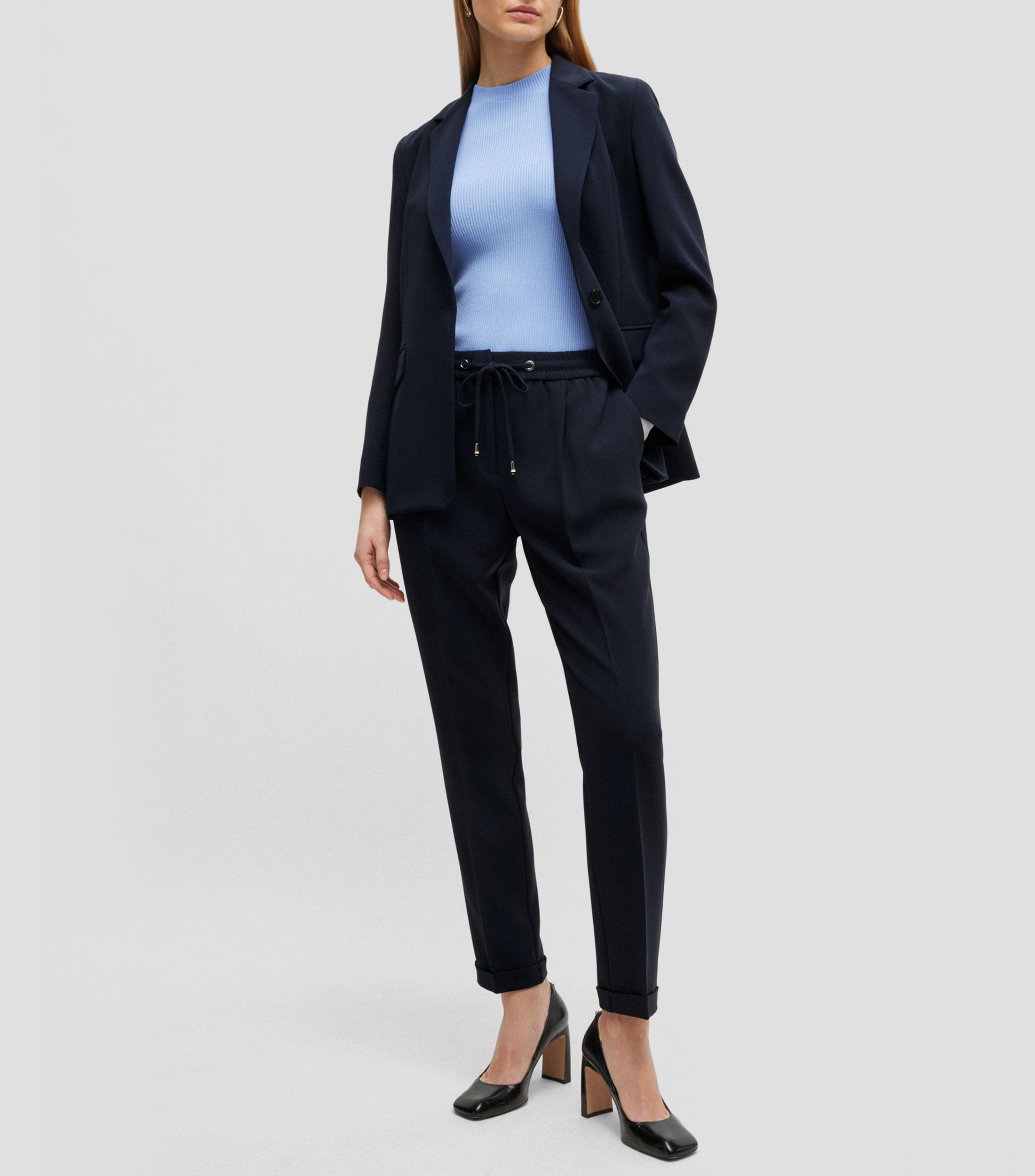 Pantalon regular fit de crepe japones Mujer